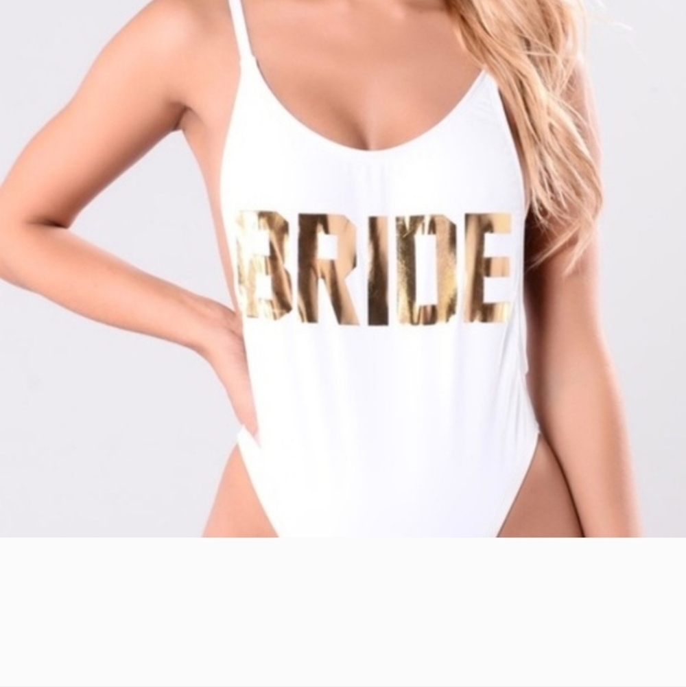 Fashion Nova White Bride One Piece Swimsuit Size M NWT